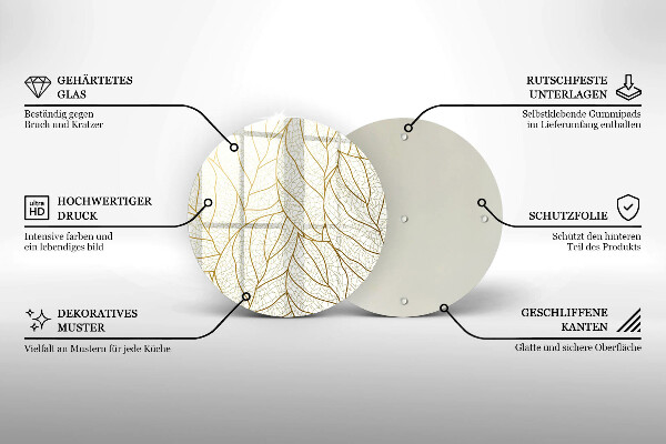 Skleněná deska do kuchyně Line-art listy vzor