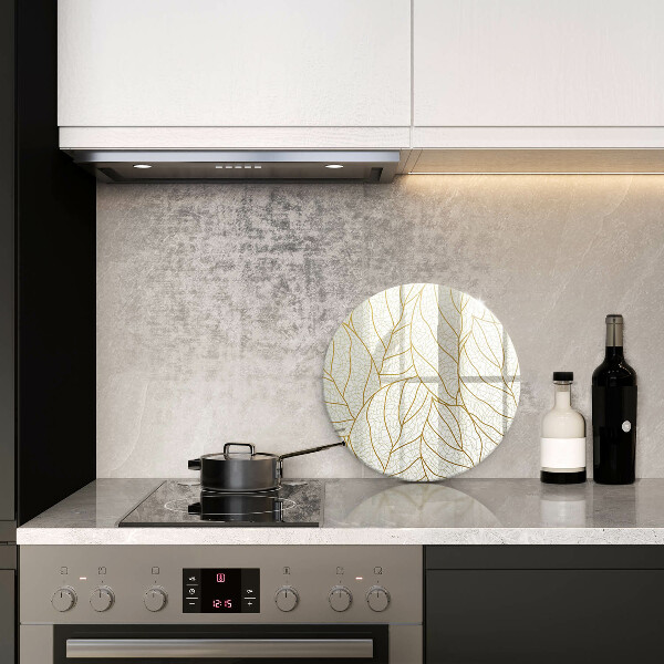 Skleněná deska do kuchyně Line-art listy vzor