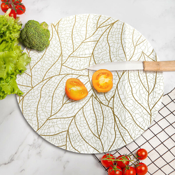 Skleněná deska do kuchyně Line-art listy vzor