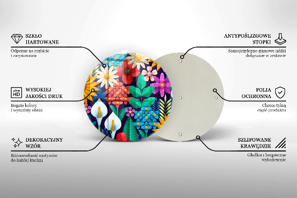 Skleněná deska do kuchyně Květiny louka ilustrace