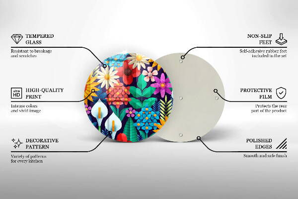 Skleněná deska do kuchyně Květiny louka ilustrace