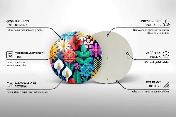 Skleněná deska do kuchyně Květiny louka ilustrace