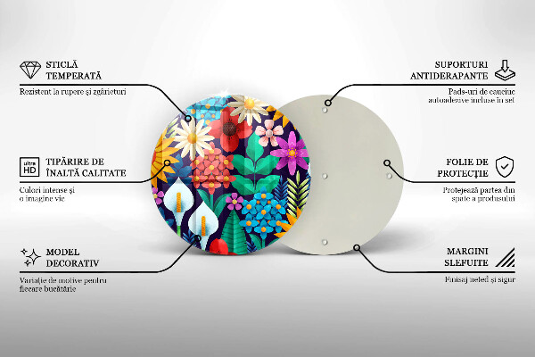 Skleněná deska do kuchyně Květiny louka ilustrace