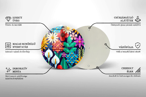 Skleněná deska do kuchyně Květiny louka ilustrace