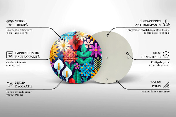 Skleněná deska do kuchyně Květiny louka ilustrace