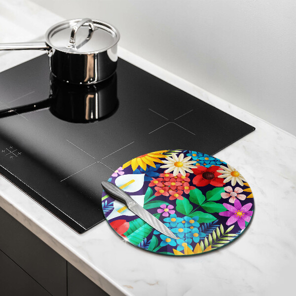 Skleněná deska do kuchyně Květiny louka ilustrace