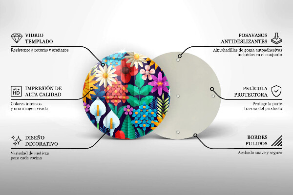 Skleněná deska do kuchyně Květiny louka ilustrace