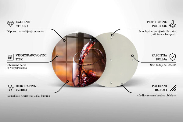 Skleněná deska do kuchyně Červené víno a sklenice