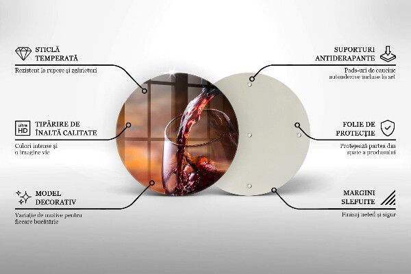 Skleněná deska do kuchyně Červené víno a sklenice