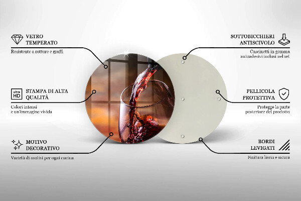 Skleněná deska do kuchyně Červené víno a sklenice