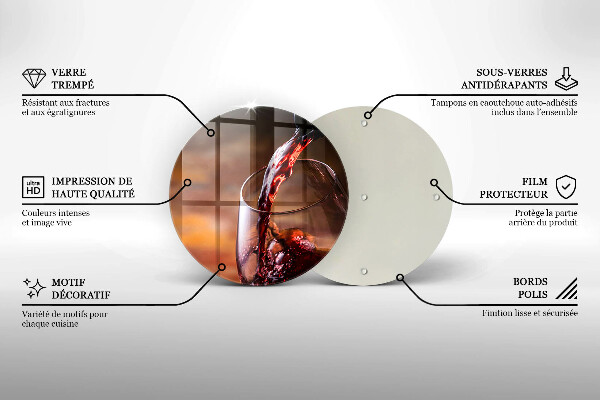Skleněná deska do kuchyně Červené víno a sklenice