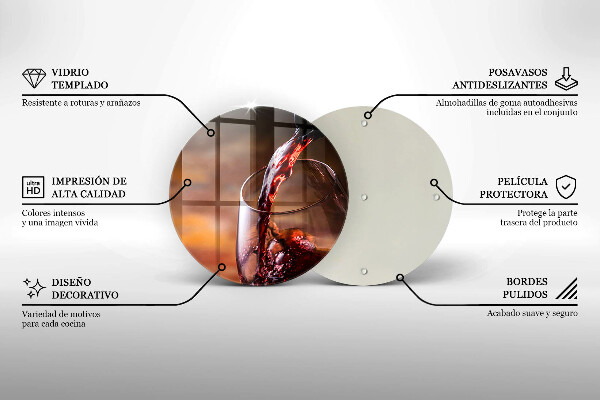 Skleněná deska do kuchyně Červené víno a sklenice