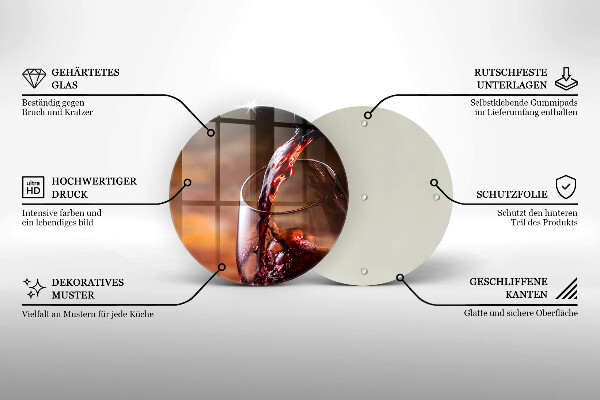 Skleněná deska do kuchyně Červené víno a sklenice