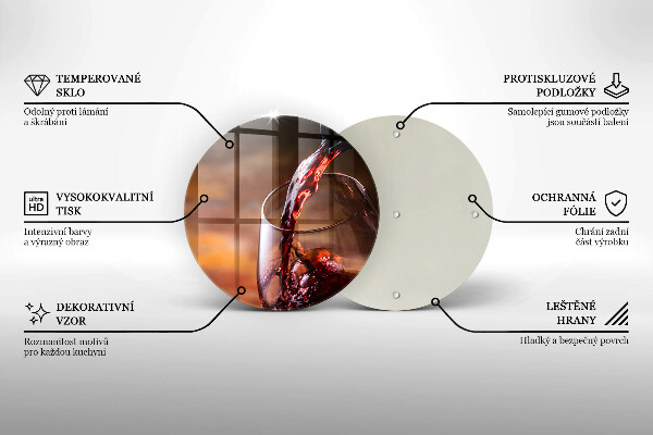 Skleněná deska do kuchyně Červené víno a sklenice