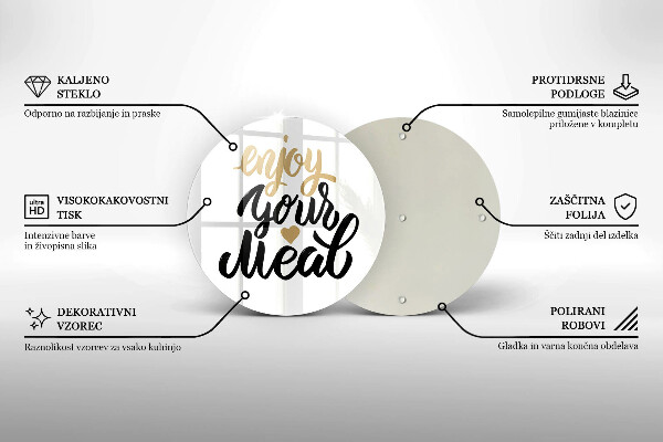 Skleněná deska do kuchyně Nápis enjoy your meal