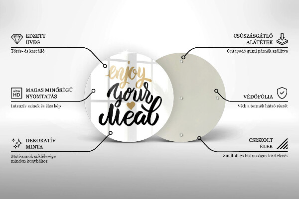 Skleněná deska do kuchyně Nápis enjoy your meal