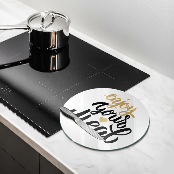 Skleněná deska do kuchyně Nápis enjoy your meal