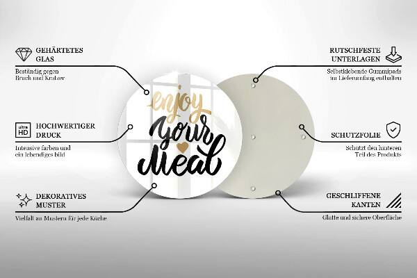 Skleněná deska do kuchyně Nápis enjoy your meal