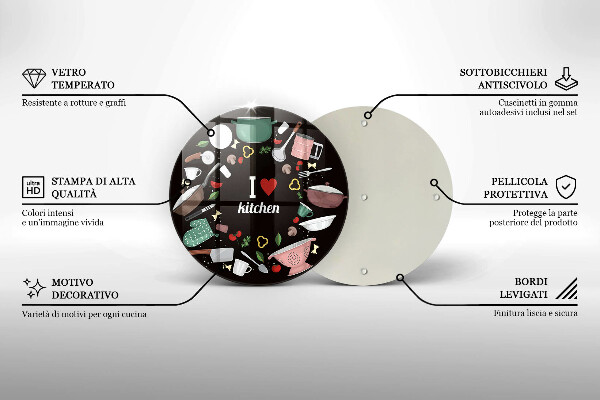 Skleněná deska do kuchyně Ilustrace miluji kuchyni