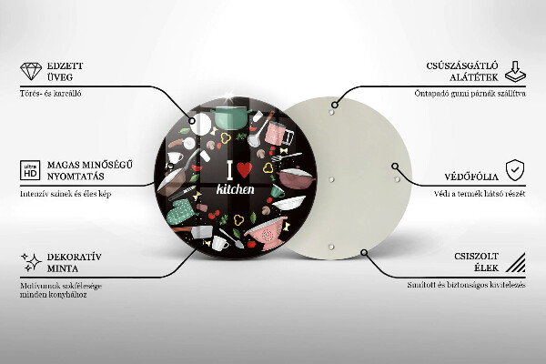 Skleněná deska do kuchyně Ilustrace miluji kuchyni