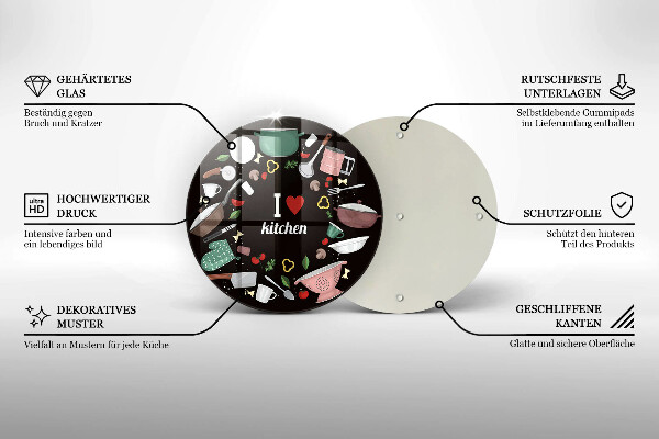 Skleněná deska do kuchyně Ilustrace miluji kuchyni