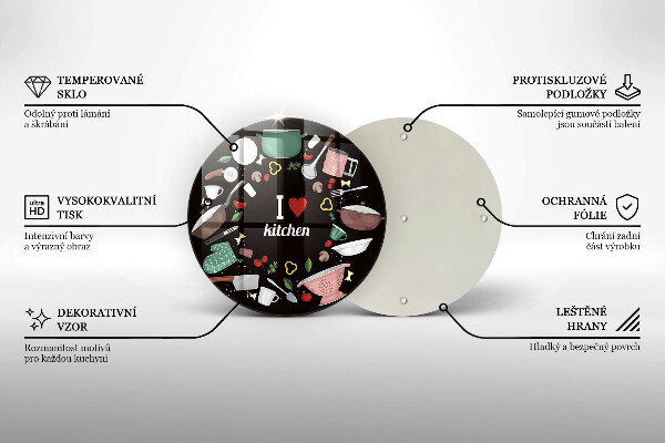 Skleněná deska do kuchyně Ilustrace miluji kuchyni