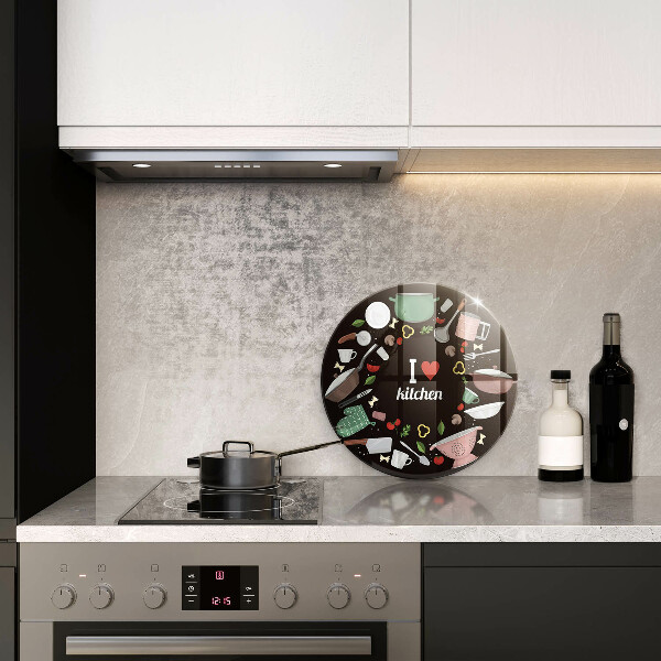 Skleněná deska do kuchyně Ilustrace miluji kuchyni