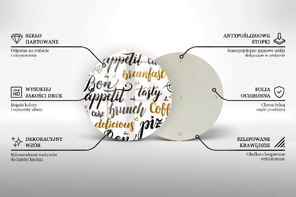 Skleněná deska do kuchyně Titulky bon appetit