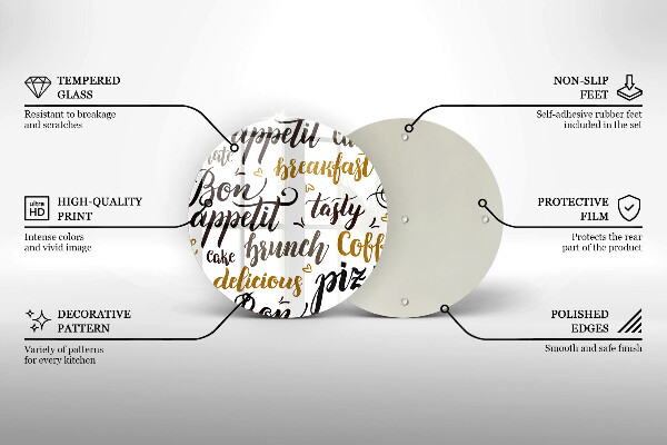 Skleněná deska do kuchyně Titulky bon appetit