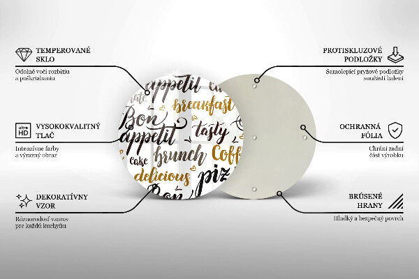 Skleněná deska do kuchyně Titulky bon appetit