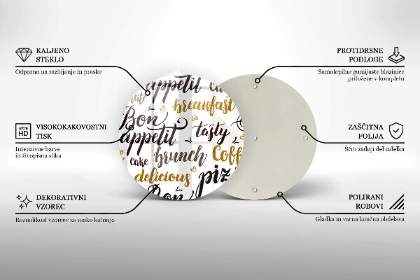 Skleněná deska do kuchyně Titulky bon appetit