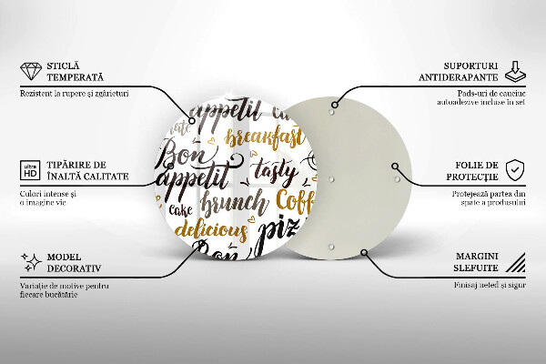 Skleněná deska do kuchyně Titulky bon appetit