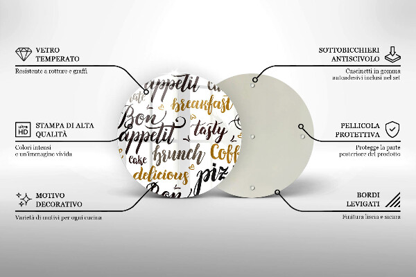 Skleněná deska do kuchyně Titulky bon appetit