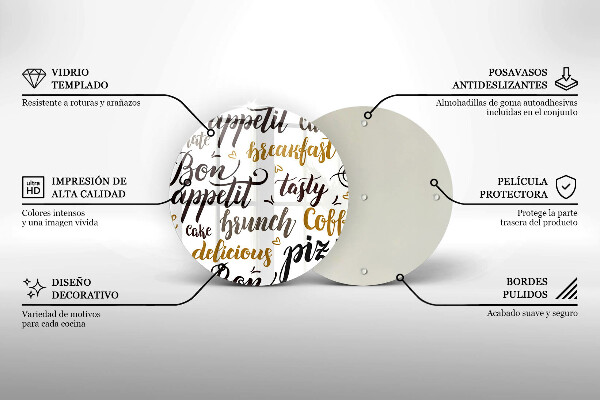 Skleněná deska do kuchyně Titulky bon appetit