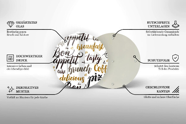 Skleněná deska do kuchyně Titulky bon appetit