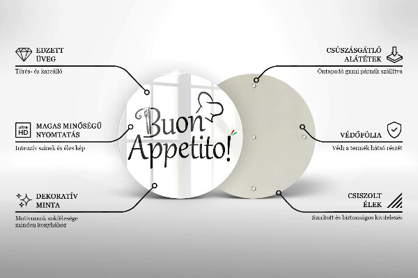 Skleněná deska do kuchyně Buon appetito!