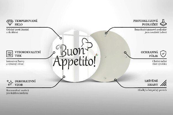 Skleněná deska do kuchyně Buon appetito!