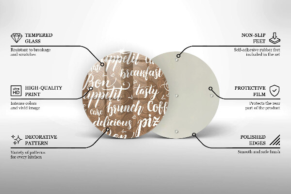 Skleněná deska do kuchyně Titulky bon appetit