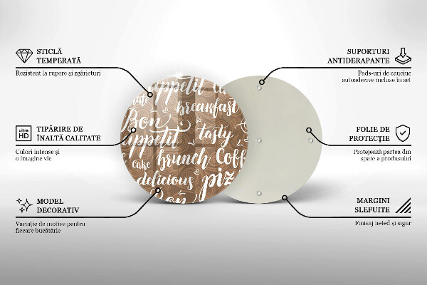 Skleněná deska do kuchyně Titulky bon appetit