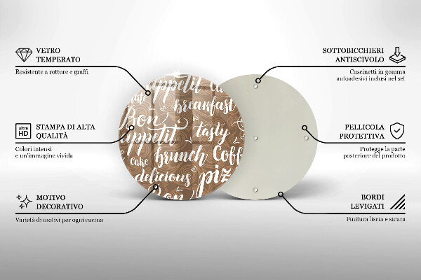 Skleněná deska do kuchyně Titulky bon appetit