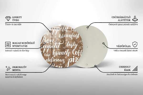 Skleněná deska do kuchyně Titulky bon appetit