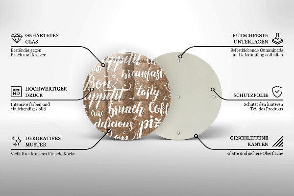 Skleněná deska do kuchyně Titulky bon appetit