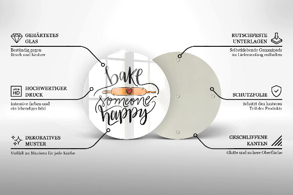 Skleněná deska do kuchyně Bake someone happy