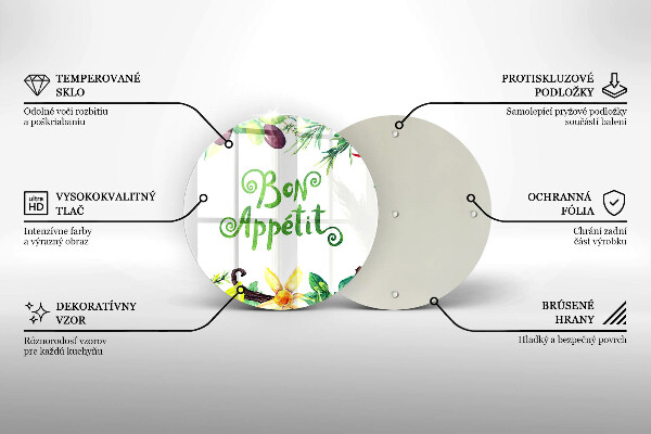 Skleněná deska do kuchyně Bon appetit nápis