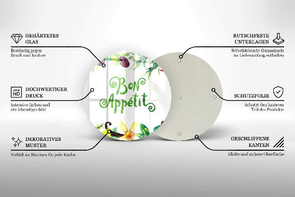 Skleněná deska do kuchyně Bon appetit nápis