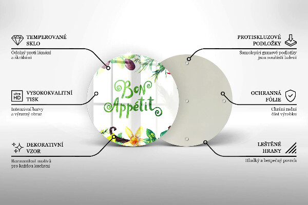 Skleněná deska do kuchyně Bon appetit nápis