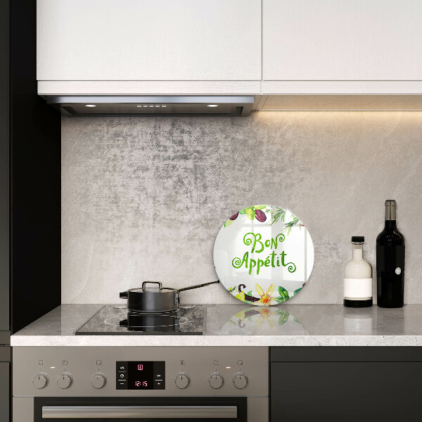 Skleněná deska do kuchyně Bon appetit nápis