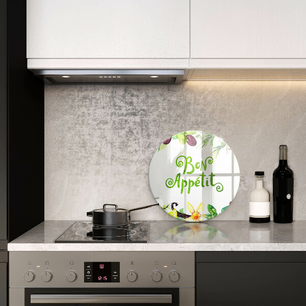 Skleněná deska do kuchyně Bon appetit nápis