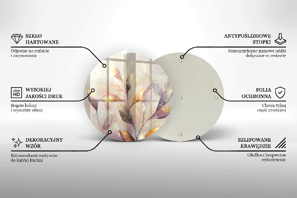 Skleněná deska do kuchyně Malované boho listy