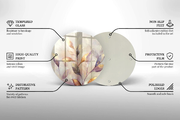 Skleněná deska do kuchyně Malované boho listy